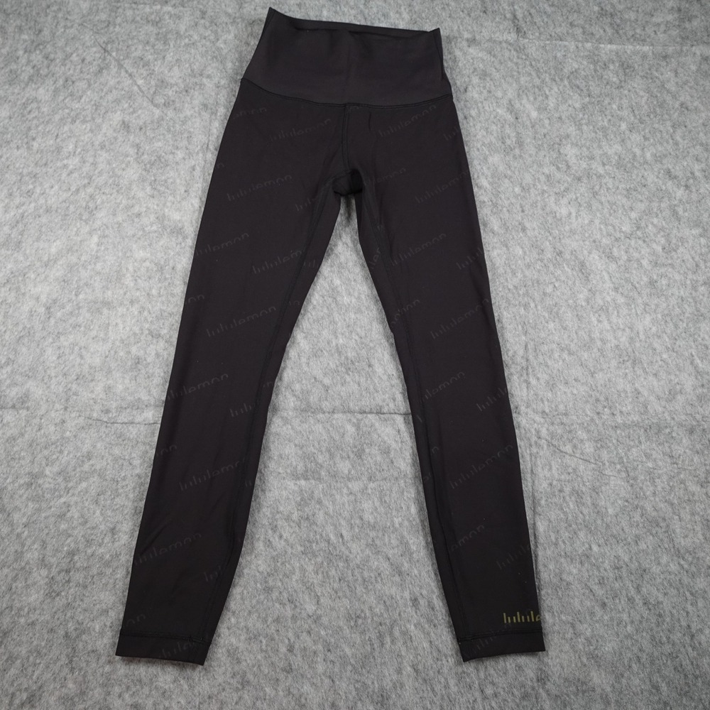 Lululemon Leggings Womens 4 Black Embossed Wunder Train High Rise‎ 25" Yoga Run